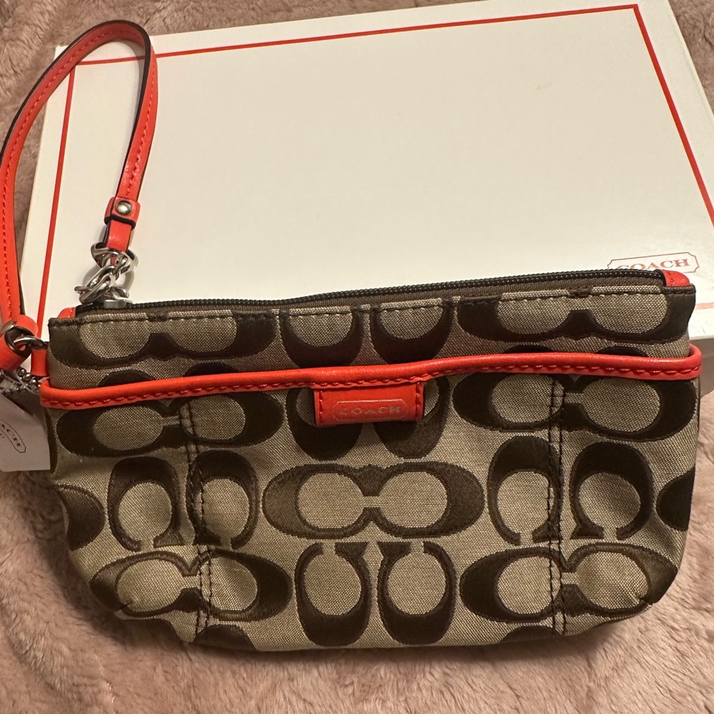Coach Canvas/Leather Logo Wristlet